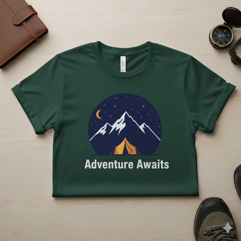 "Adventure Awaits" T-shirt Green