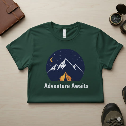"Adventure Awaits" T-shirt Green