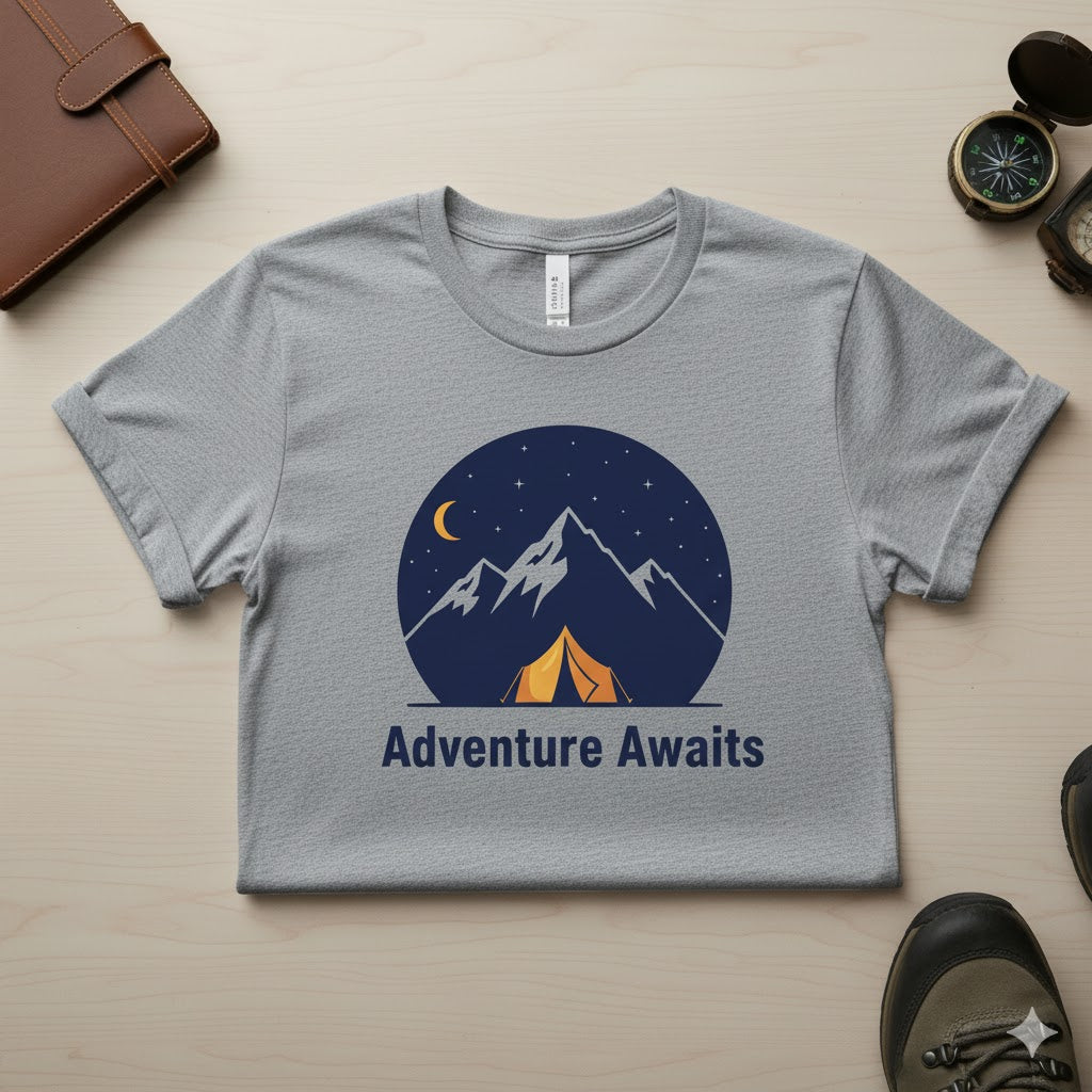 "Adventure Awaits" T-shirt Gray